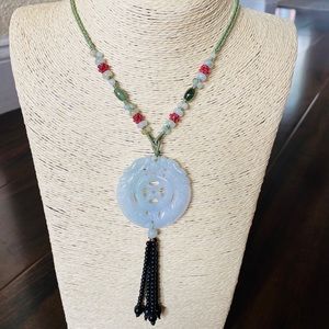 Hand carved dragon jade necklace